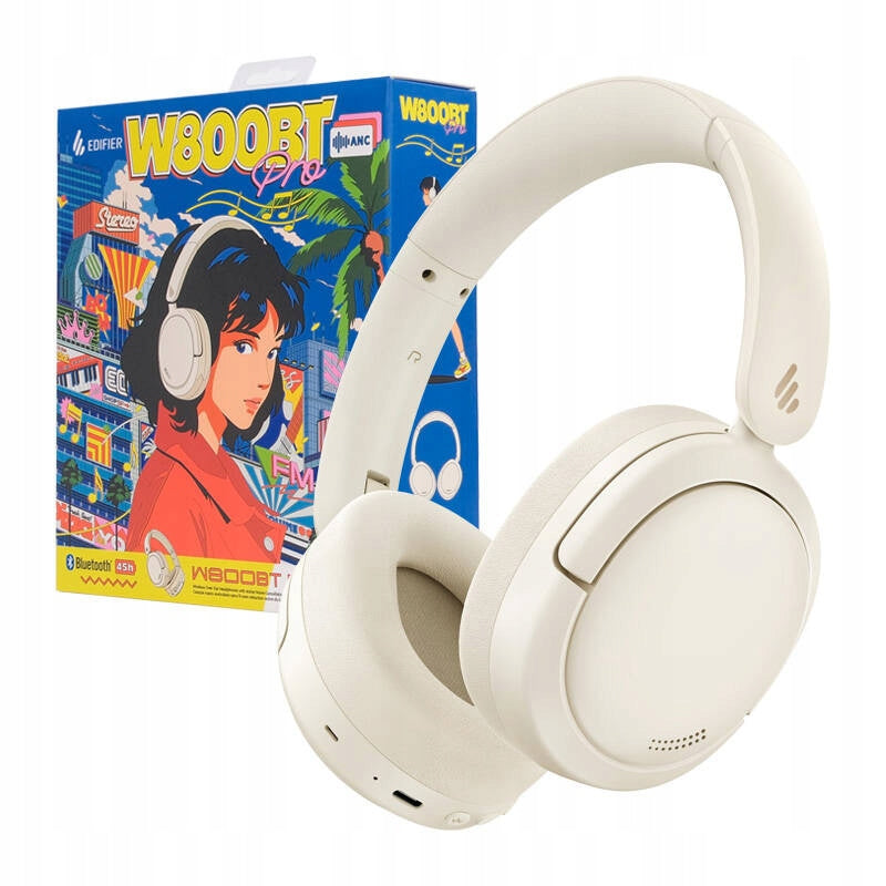 Wireless Headphones Edifier W800BT Pro, ANC (Ivory)