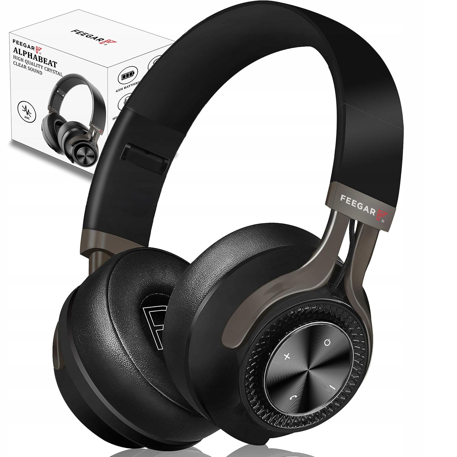 Wireless Headphones FEEGAR ANC 65H AlphaBeat On-Ear Black BT 5.4