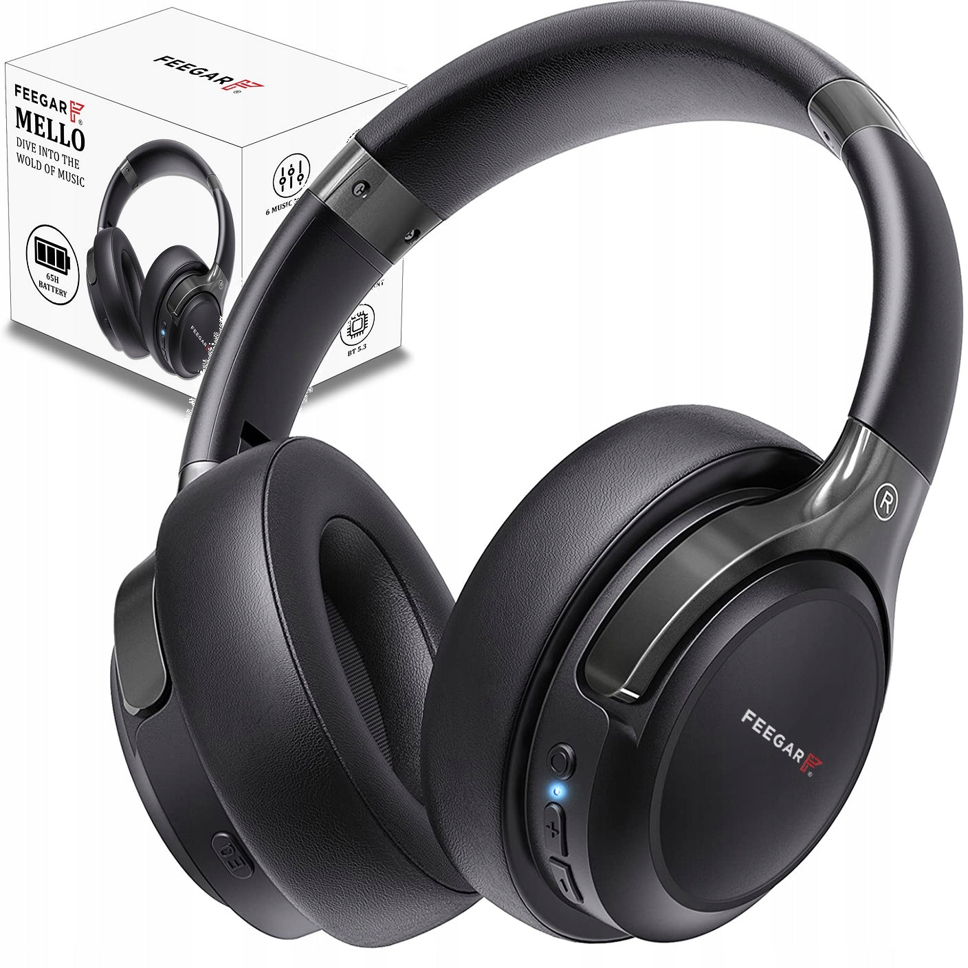 Wireless Headphones Feegar Mello On-Ear 65H Bluetooth 5.3 Microphone 6EQ
