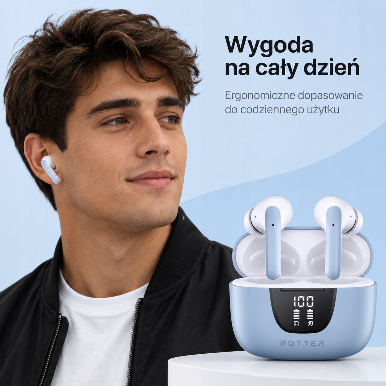 Wireless In-Ear Headphones ROTTER Wireless Earbuds Bluetooth USB-C Blue Manufacturer code S42