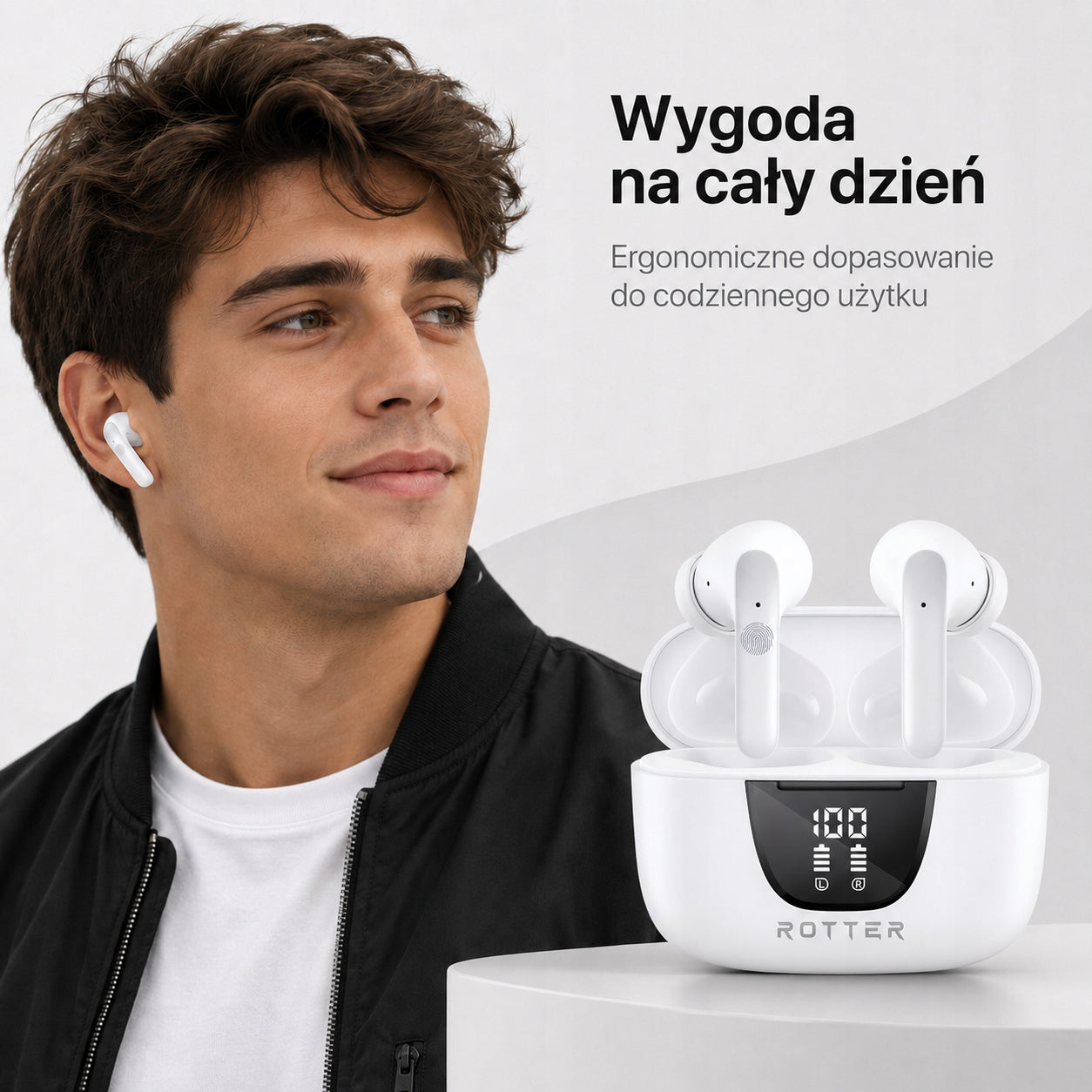 Wireless In-Ear Headphones ROTTER Wireless Earbuds Bluetooth USB-C White Manufacturer code S42