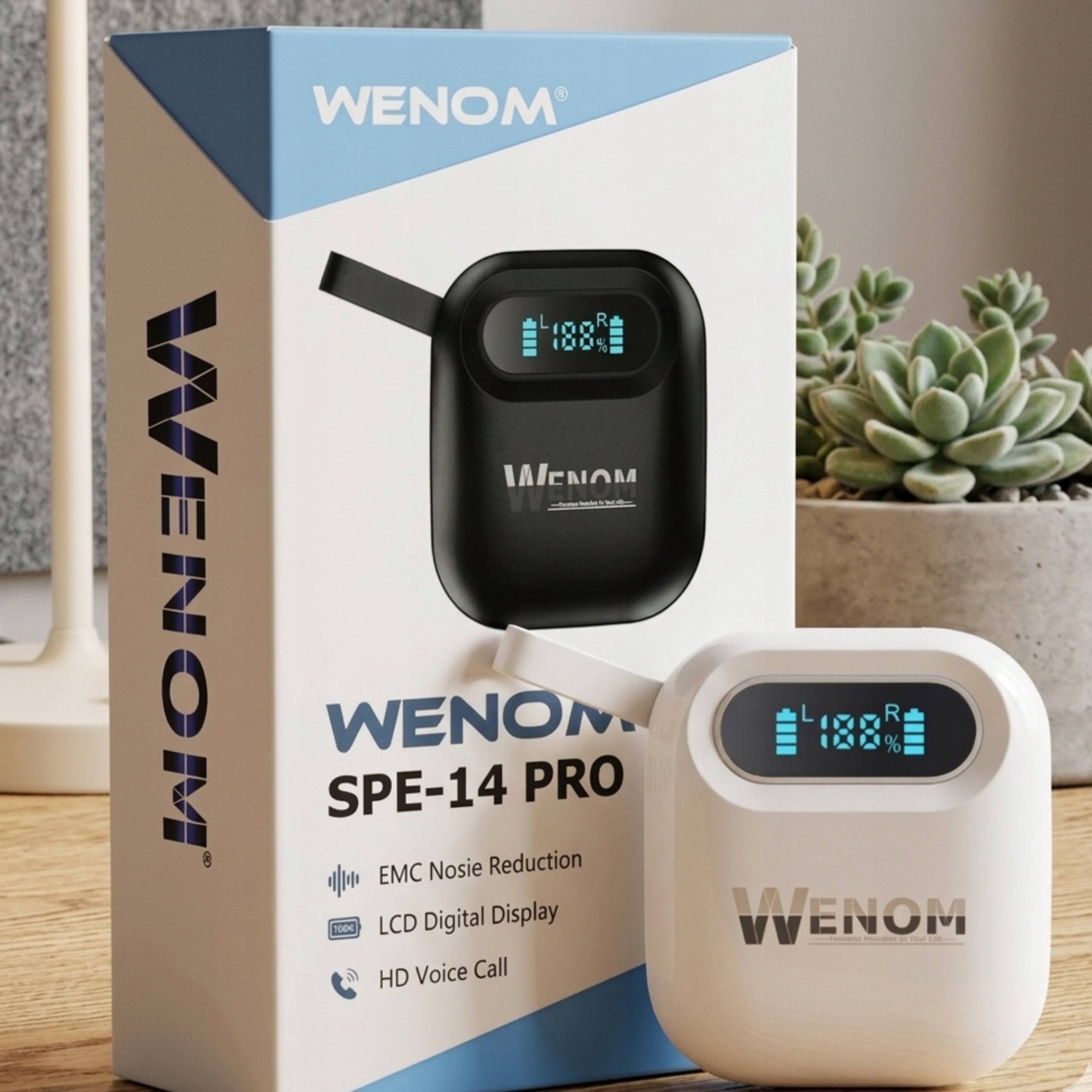 Wireless In-Ear Headphones Waterproof Dual Microphones BAS Brand Wenom