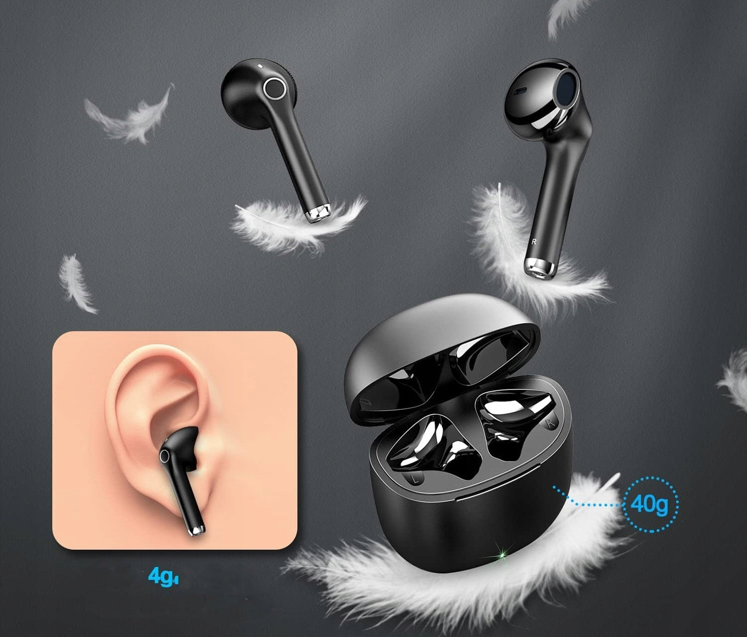 Wireless In-Ear Headphones Yobola T9 BLACK IPX5 Bluetooth 5.1 Hi-Fi Brand Yobola