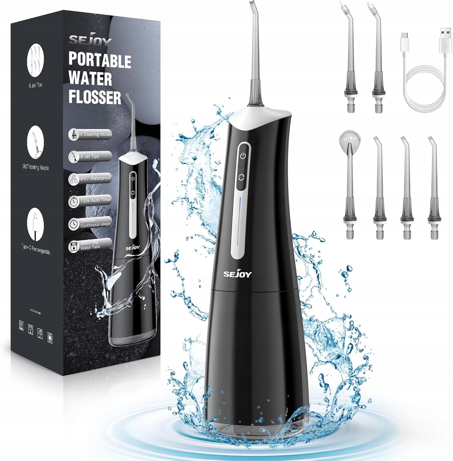 Wireless Irrigator SEJOY IPX7 4 Modes 6 Nozzles 300ml OUTLET NEW! Packaging status original