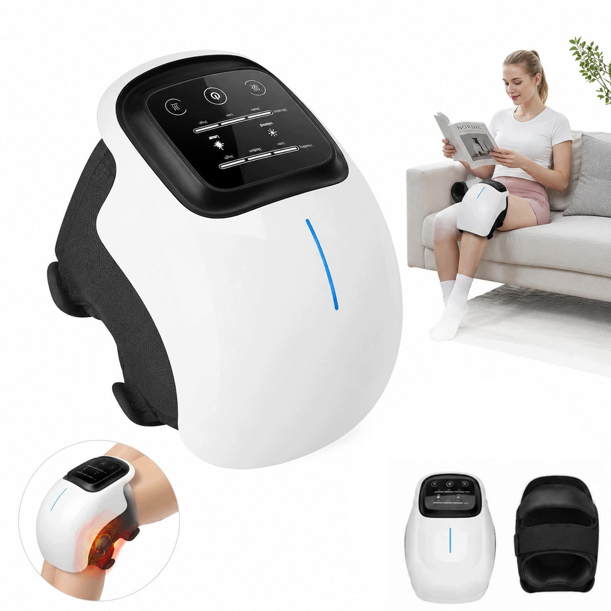 Wireless Knee Massager with Infrared, Vibration and Laser, USB-C