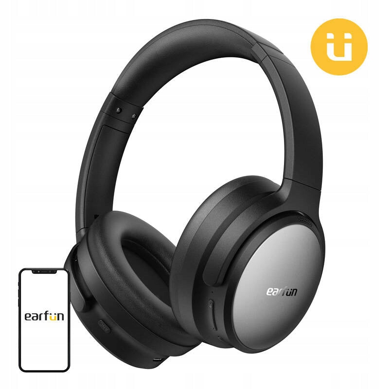 Wireless On-Ear Headphones Earfun Tune Pro black ANC 120h BT5.4