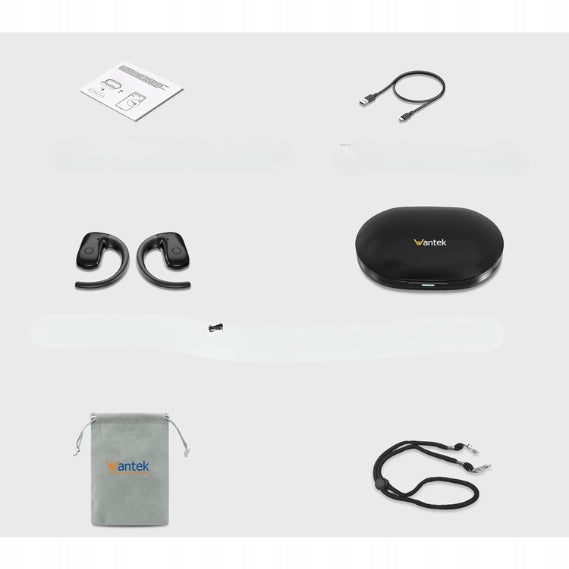 Wireless On-Ear Headphones Open Clip Battery 48hrs IP55 Wantek Brand Wantek