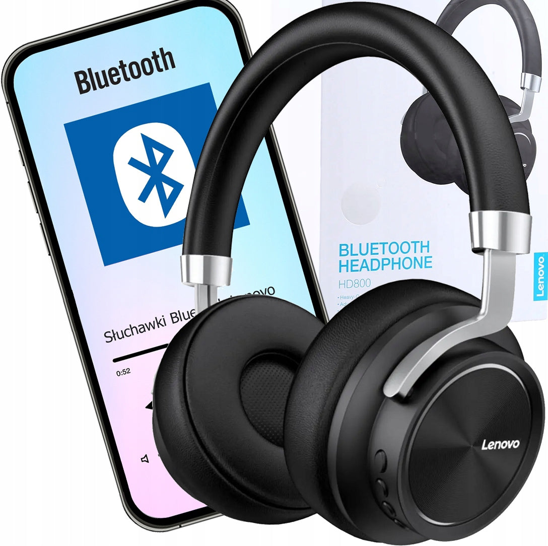 Wireless On-Ear Headphones with Microphone BLUETOOTH Lenovo HD800 BLACK Packaging status original