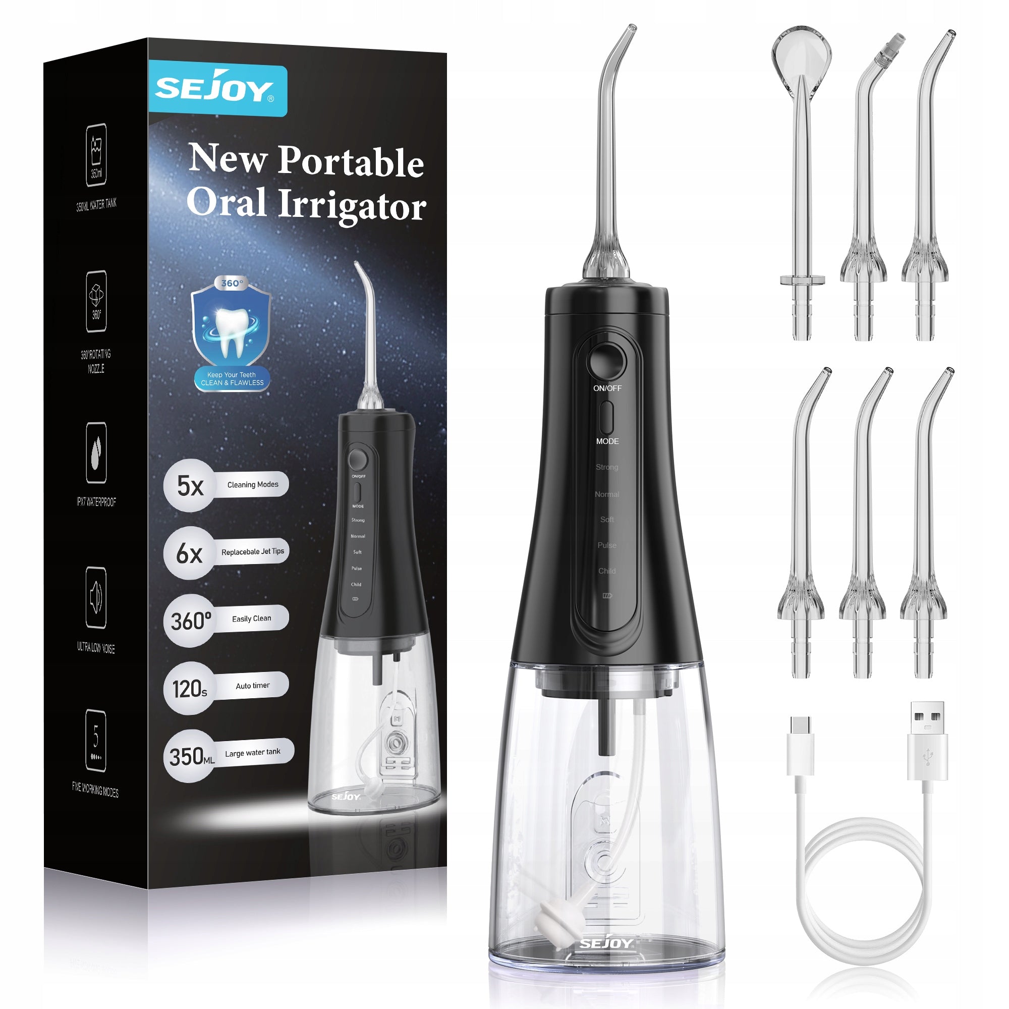 Wireless Oral Irrigator, Electric, 350 ml, IPX7