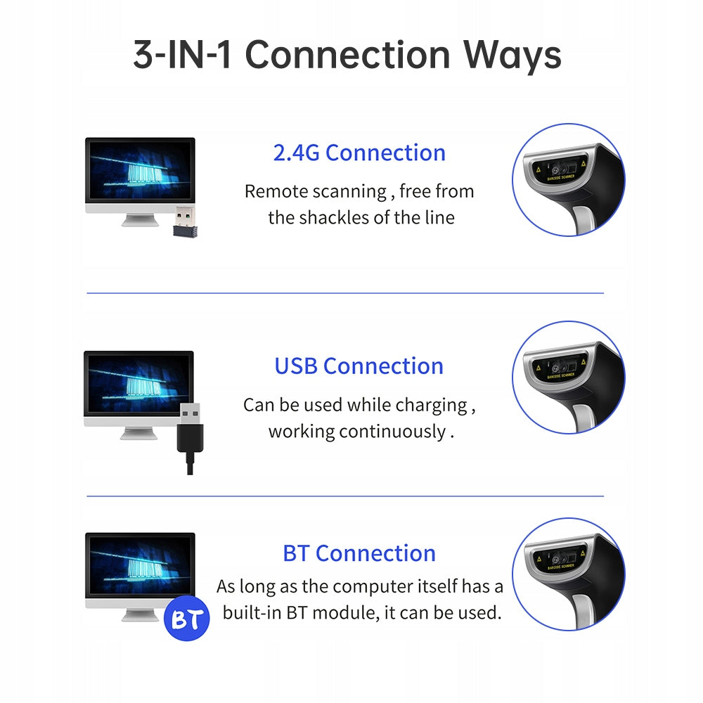 Wireless QR Barcode Scanner with USB 57 Handheld Flask