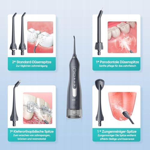 Wireless Tooth Irrigator. 300ML IPX7 COSLUS Travel Grey EAN (GTIN) 5906521513300