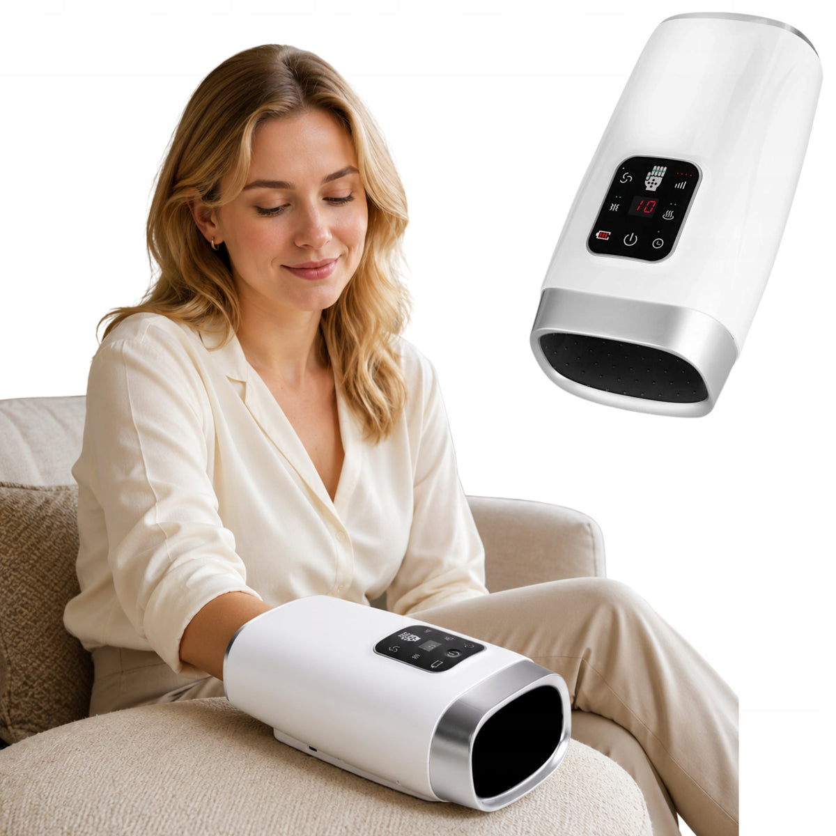 Wireless Wrist Hand Massager Compression Vibration Heating USB-C