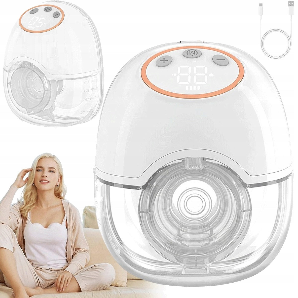 Wireless breast pump 4 modes 12 suction levels, 150ml, white