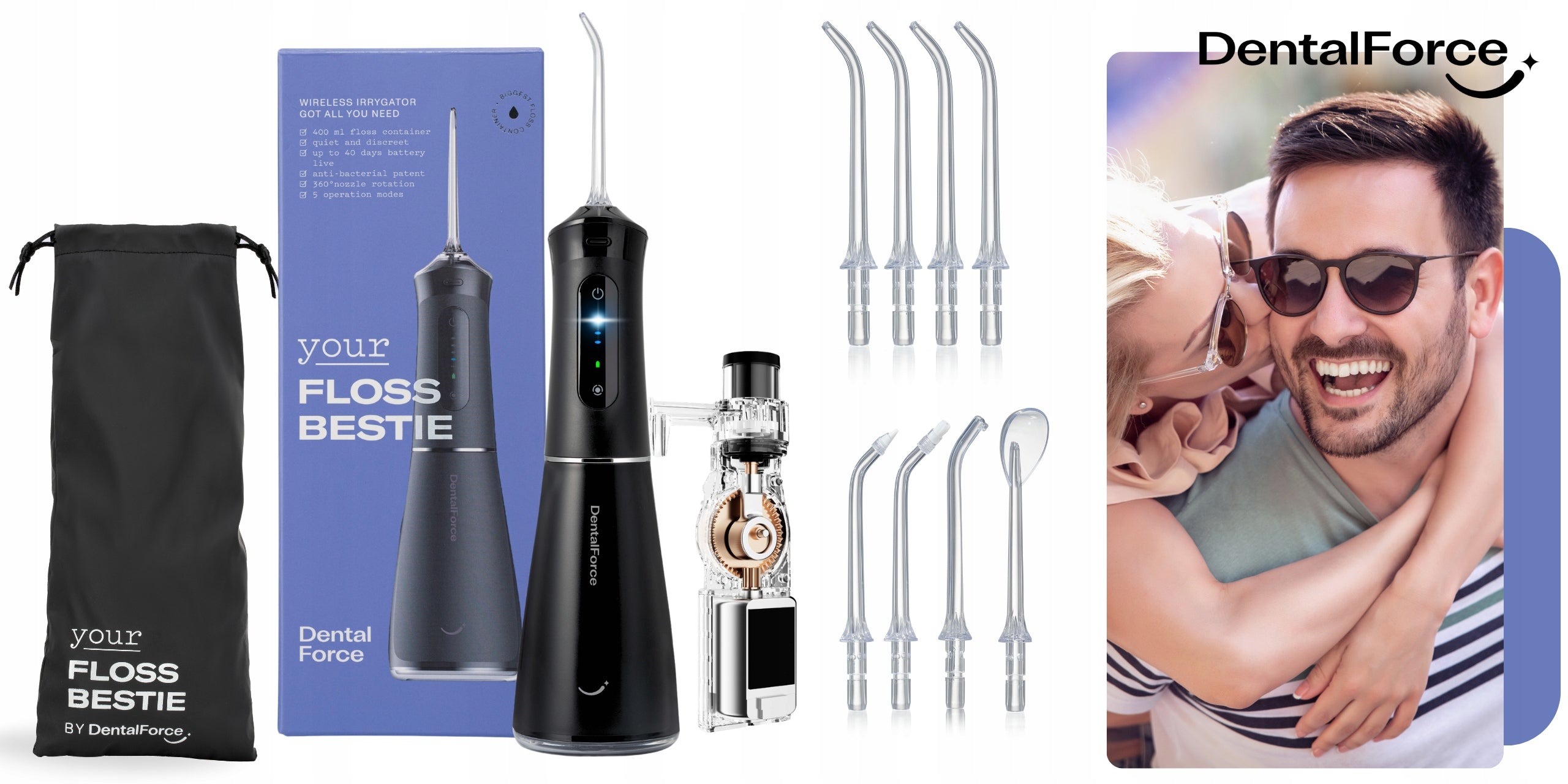 Wireless dental oral irrigator DentalForce 400ml Manufacturer code DFOI8005BK