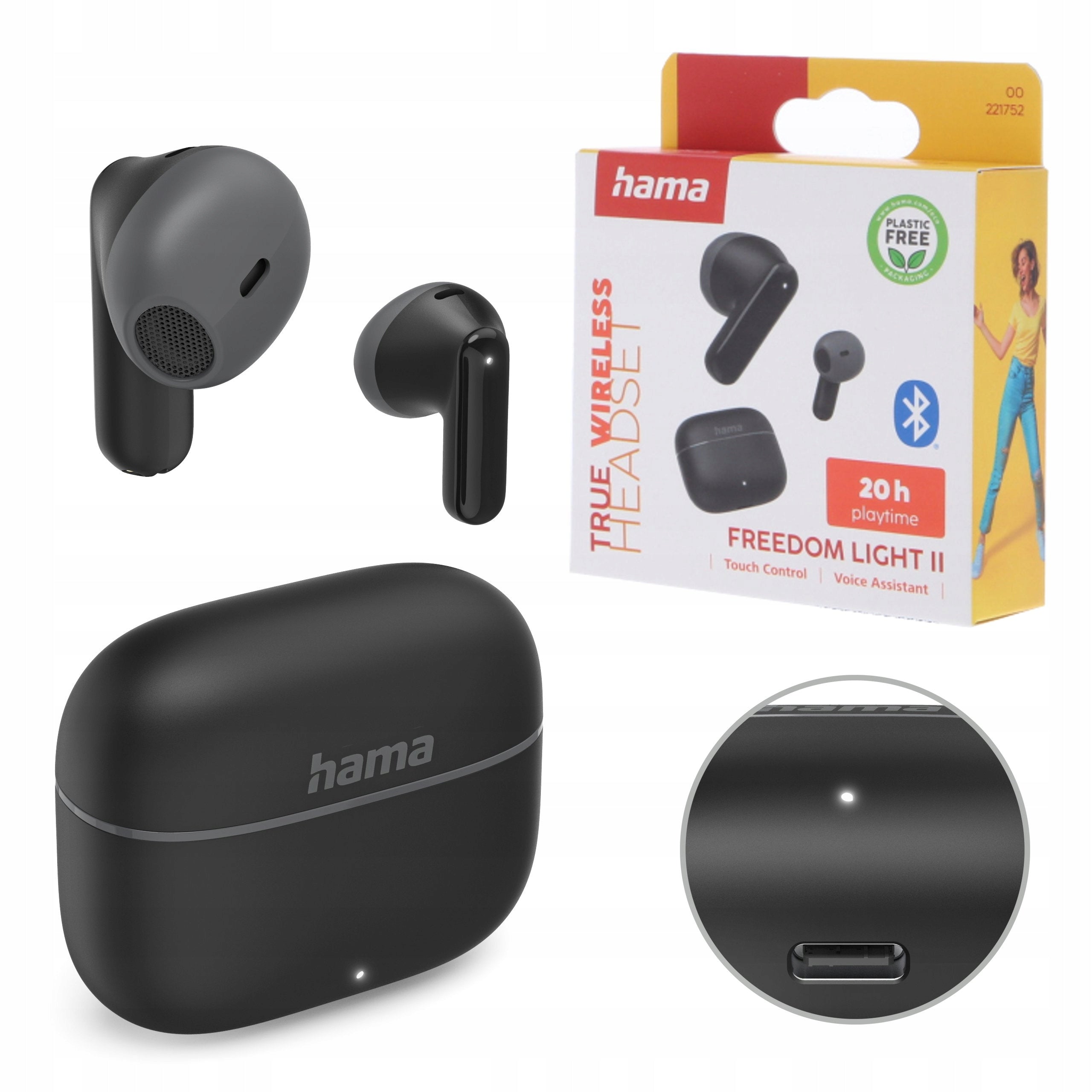 Wireless earbuds Hama Freedom light II black true wireless