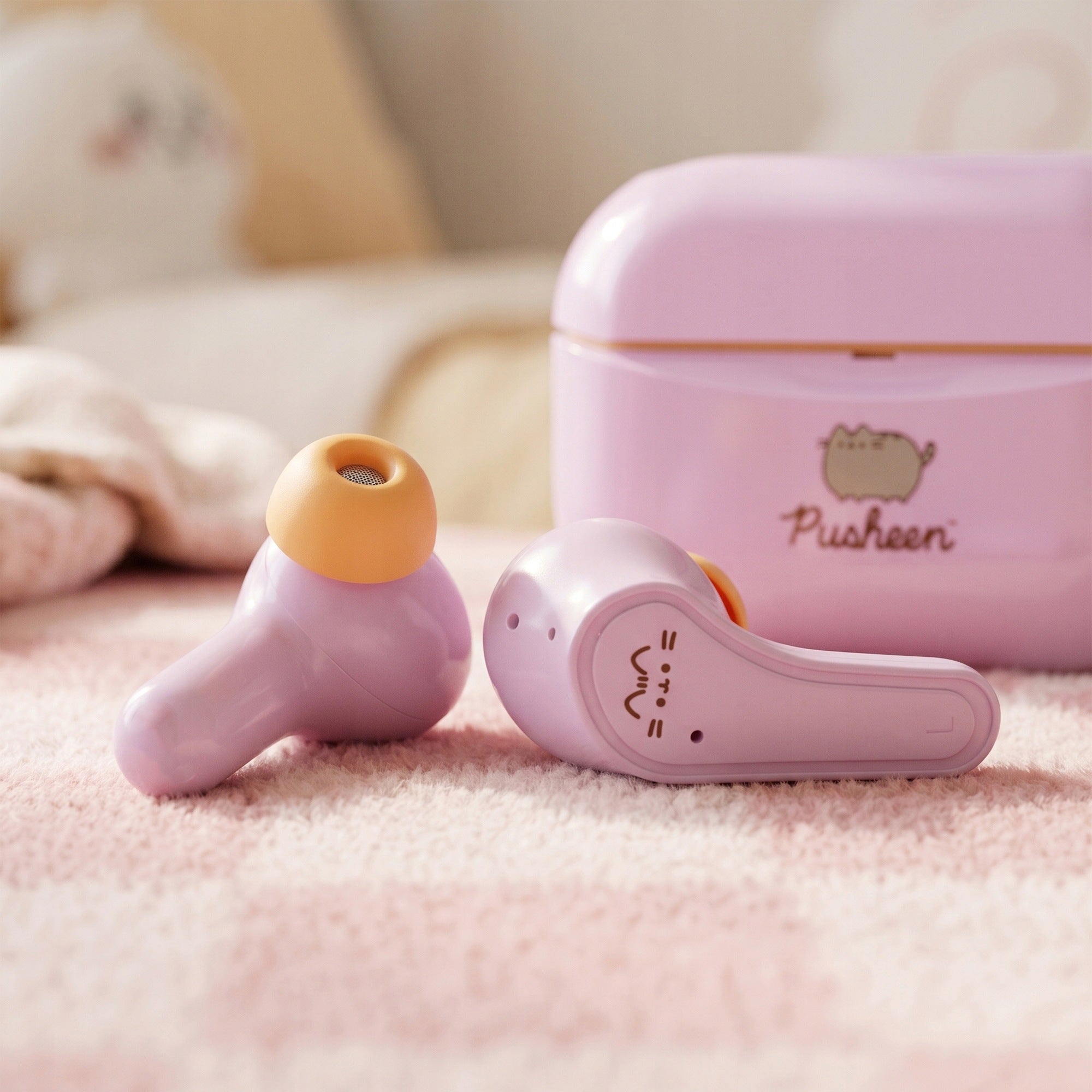 Wireless earbuds TWS purple + case Pusheen Packaging status original