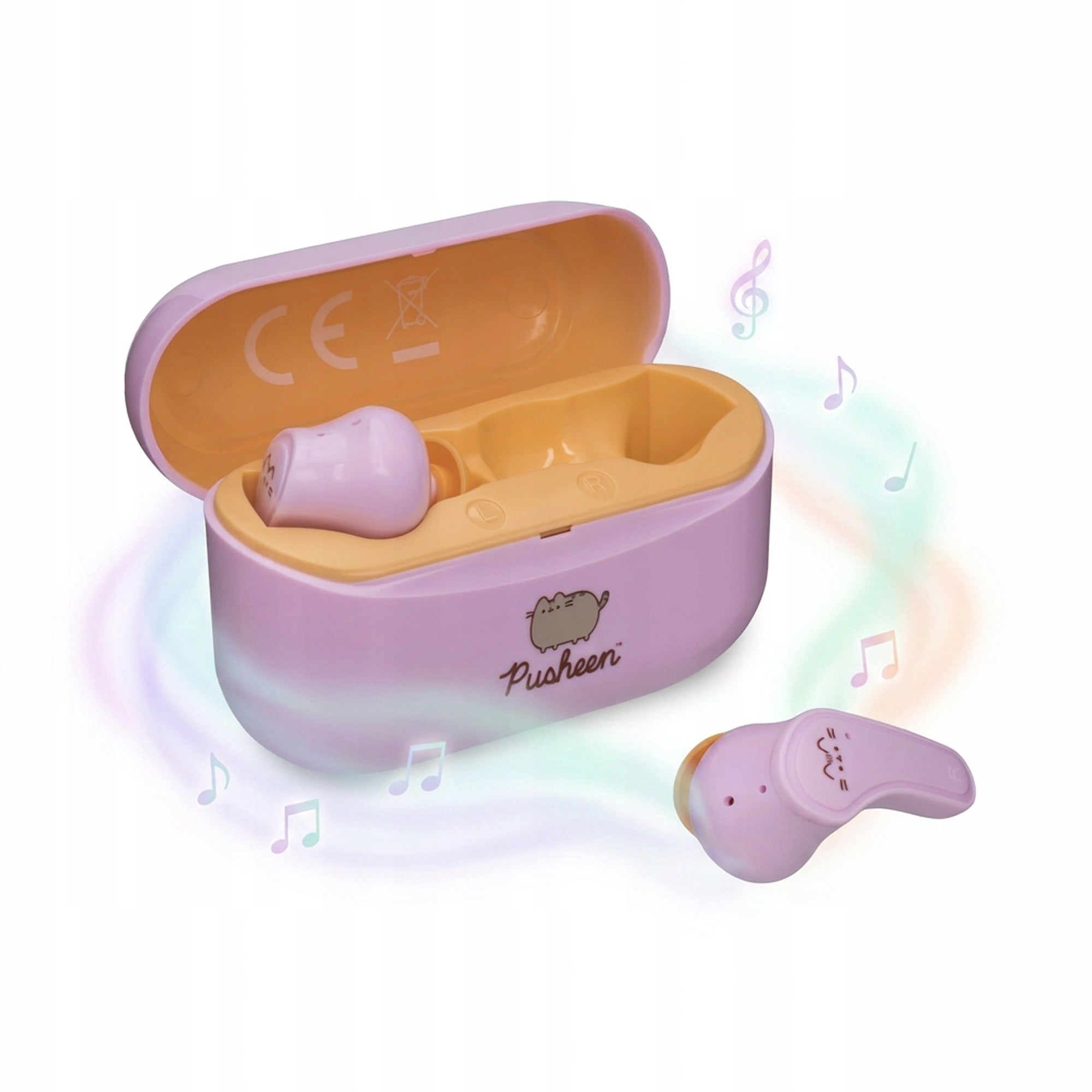 Wireless earbuds TWS purple + case Pusheen