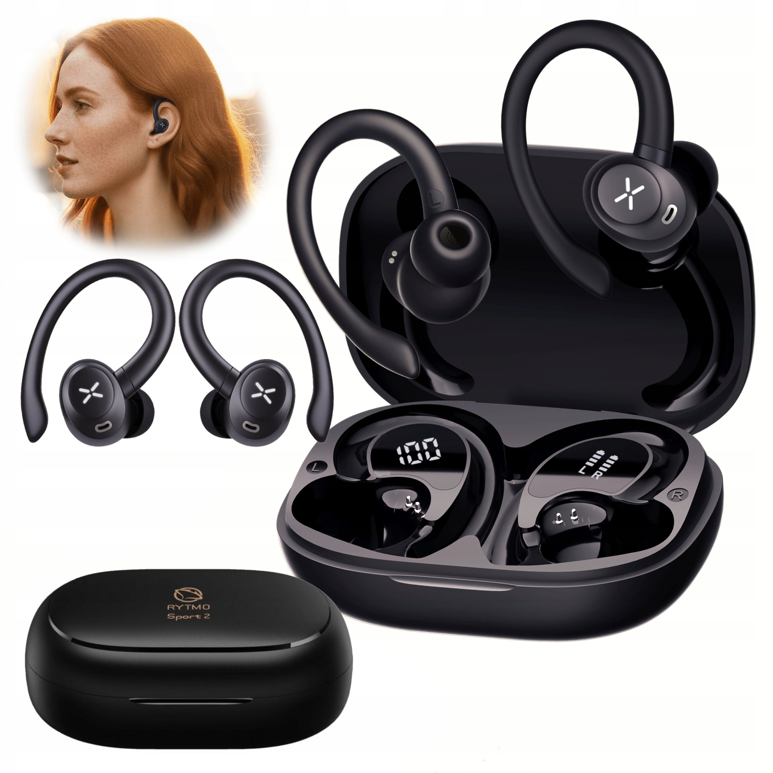 Wireless headphones TWS behind-the-ear sports Manta RYTMO Sport 2 MATWS012BK