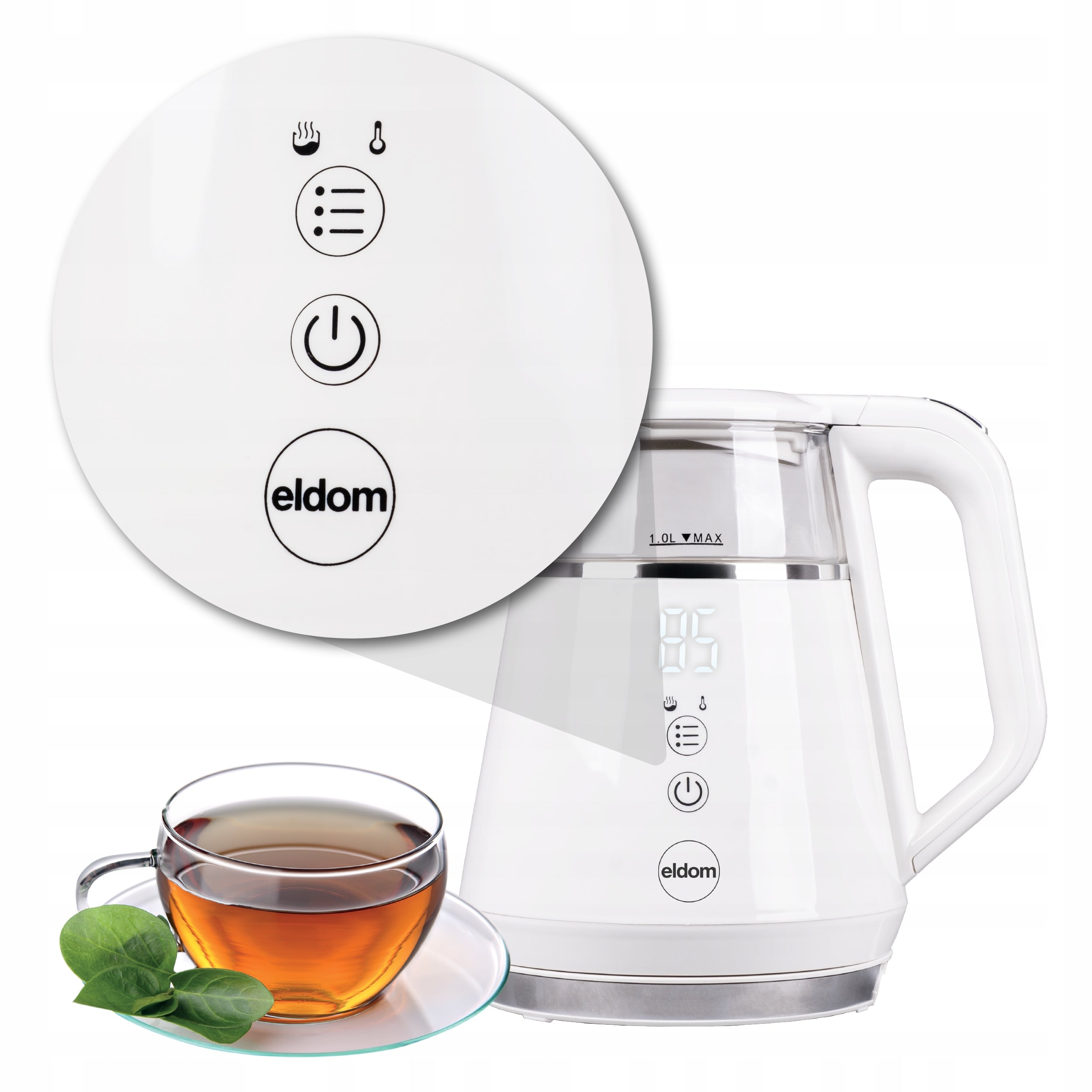 Wireless kettle with temperature control C505B Eldom 1100W 1L filter Power 1100 W
