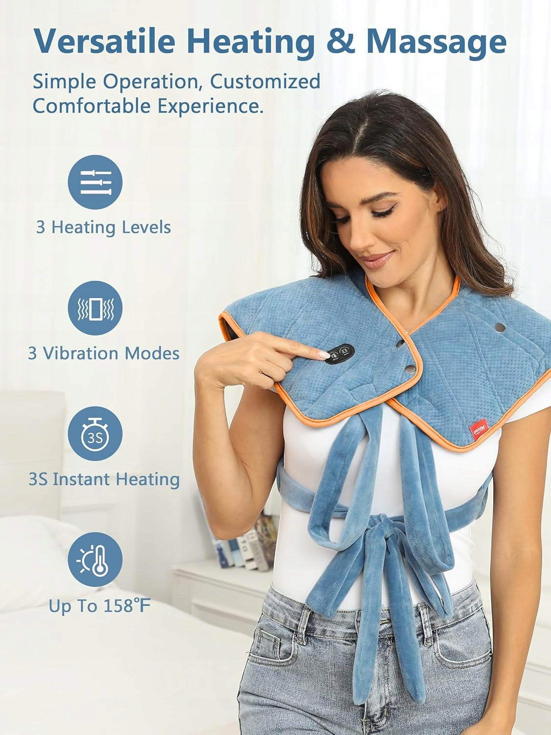 Wireless neck and shoulder heating pad with rechargeable battery Medical device no