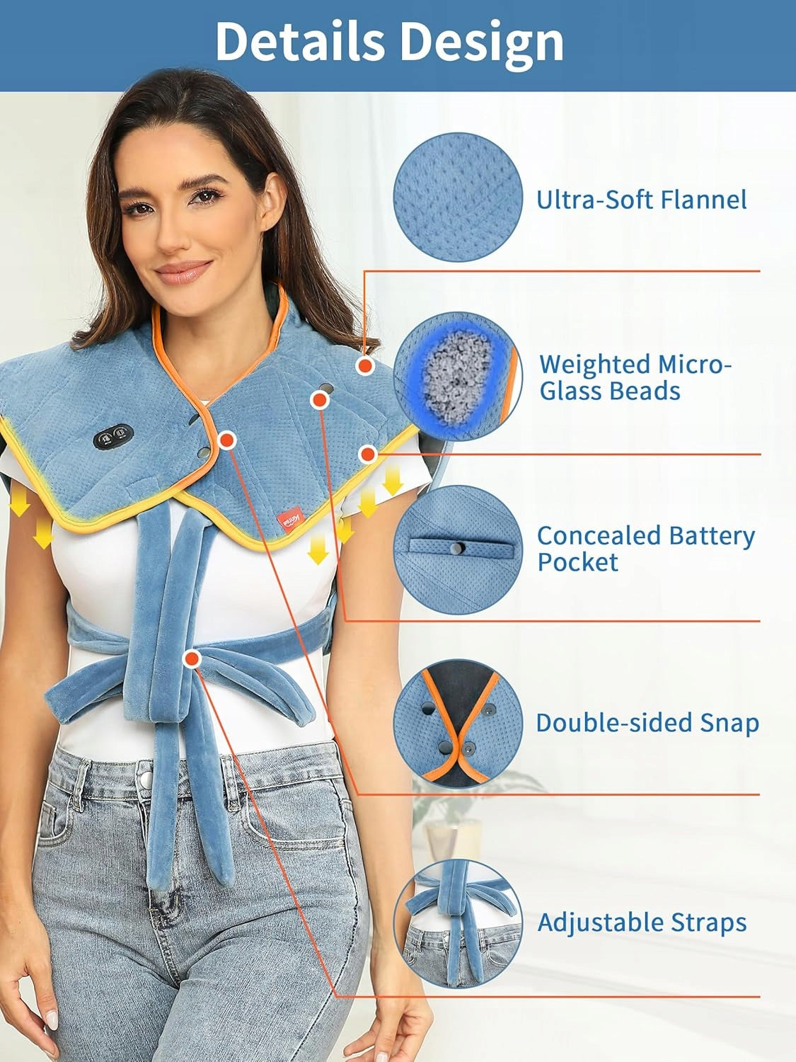 Wireless neck and shoulder heating pad with rechargeable battery Packaging status original