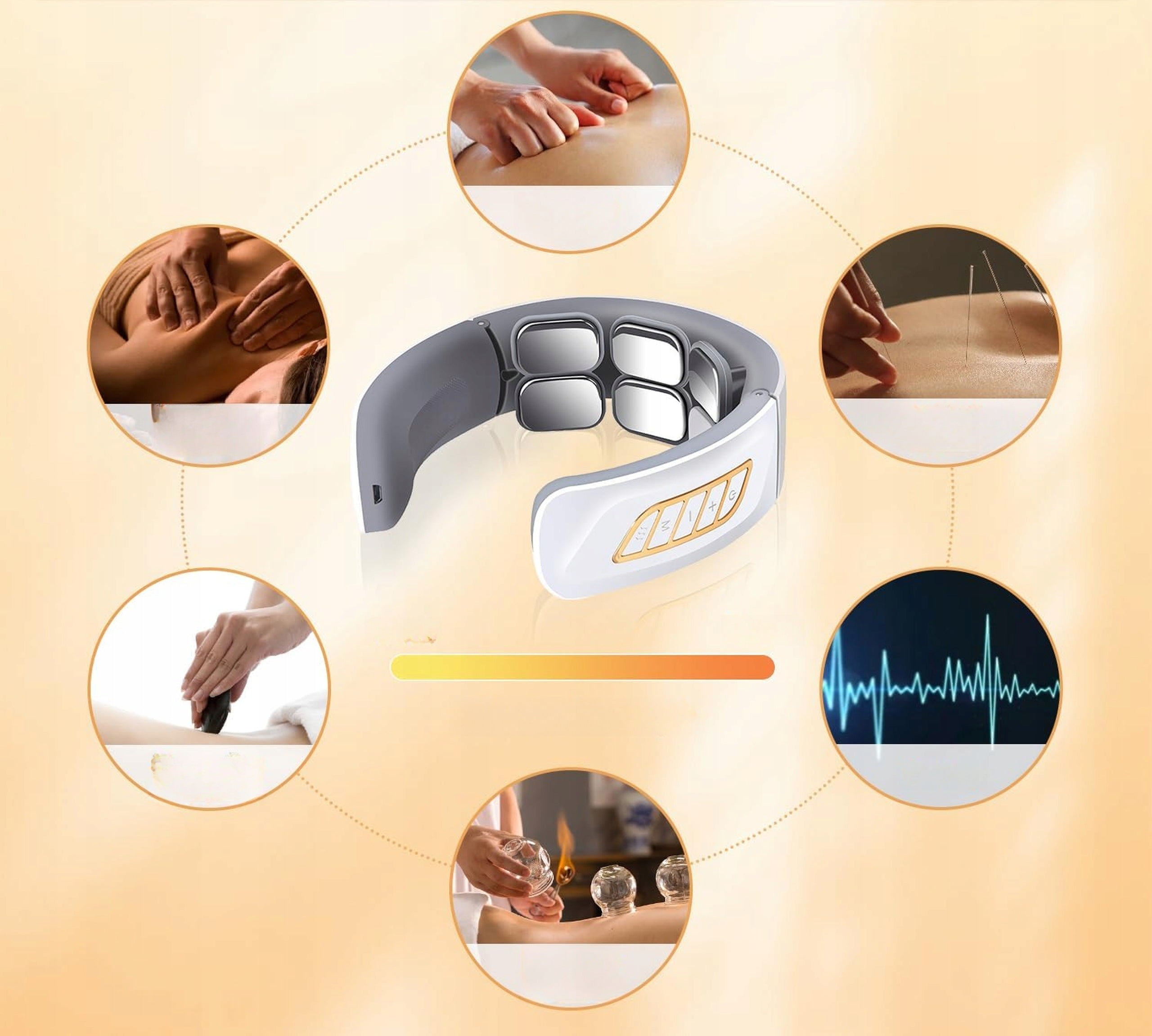 Wireless neck massager with heating 42°C 6 modes 9 degrees Packaging status original