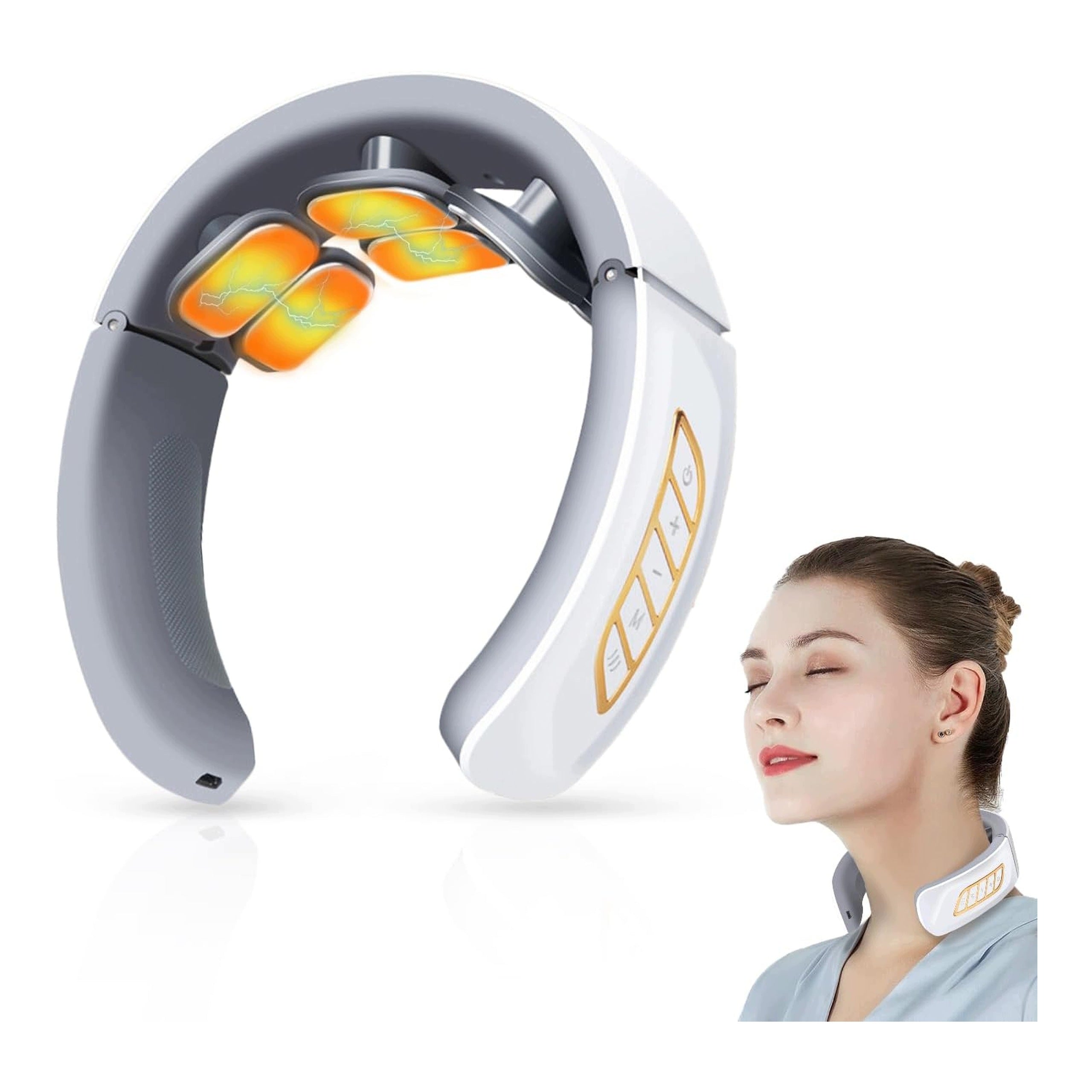 Wireless neck massager with heating 42°C 6 modes 9 degrees