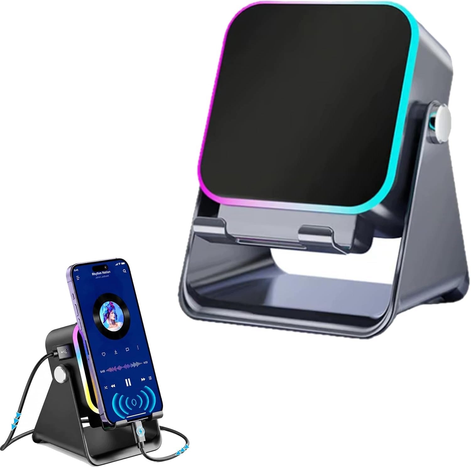 Wireless speaker with phone holder 360° powerbank 5000 mAh black
