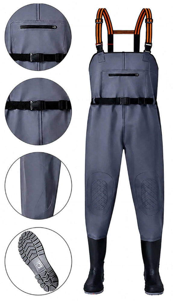 Wodery Bottoms Fishing Pants Rubber Fishing Working Protective 43 Color gray