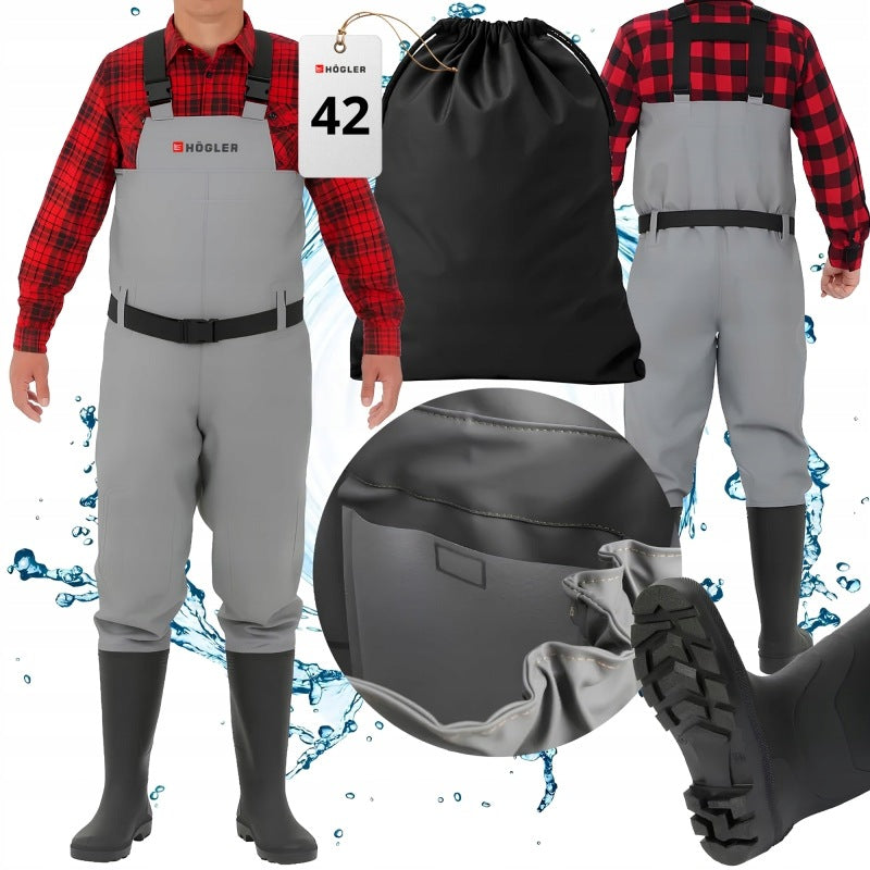Wodery Fishing Bottoms Size 42 Wellington Pants Waterproof Grey