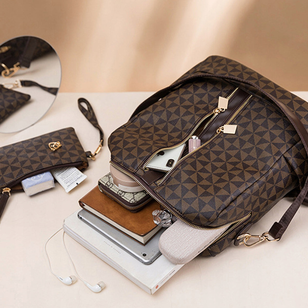 Women's Backpack 2-in-1 Handbag Anti-Theft Shoulder Bag Large Capacity GIFT Brand no brand