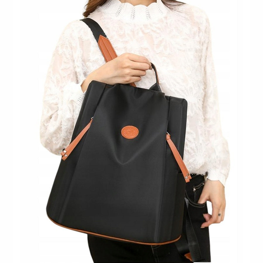 Women's Backpack BLACK with Brown Anti-Theft Backpack for Urban Work Packaging status original