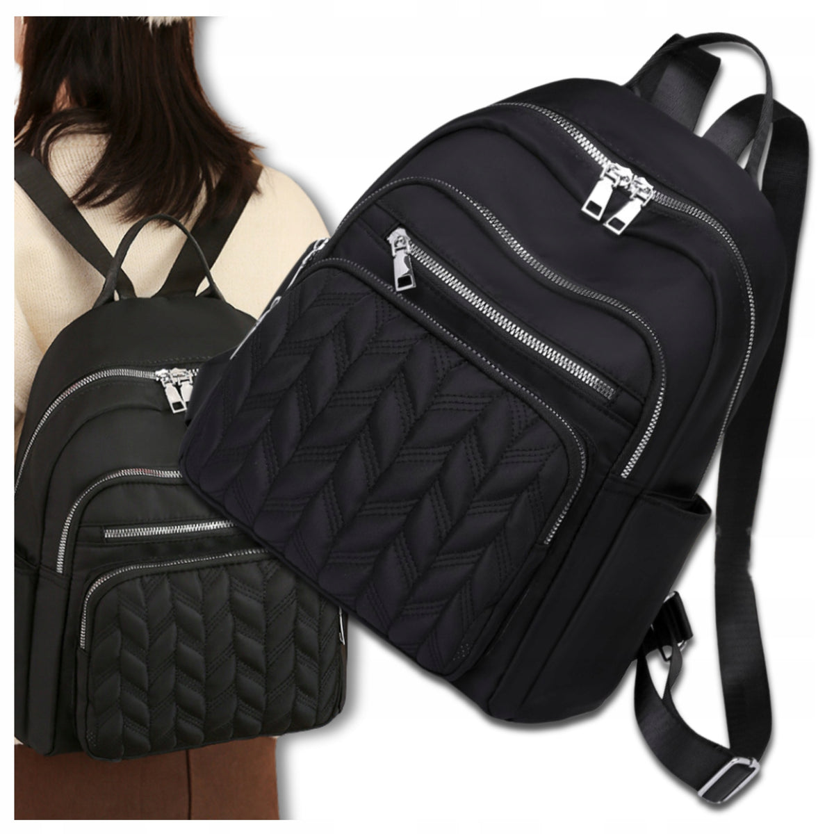 Women's Backpack Elegant Urban Shoulder Backpack Bag Black Quilted Packaging status original