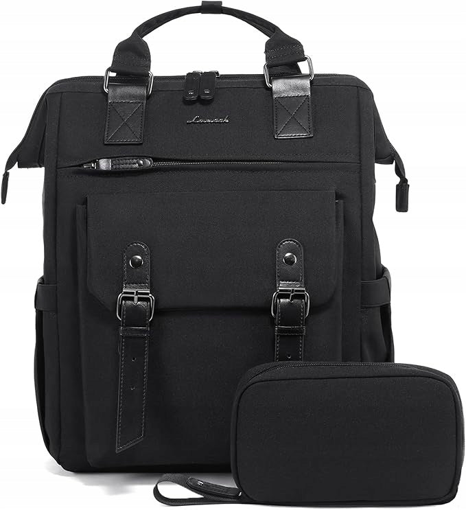 Women's Backpack LOVEVOOK 18'' Waterproof For Laptop USB Black Large