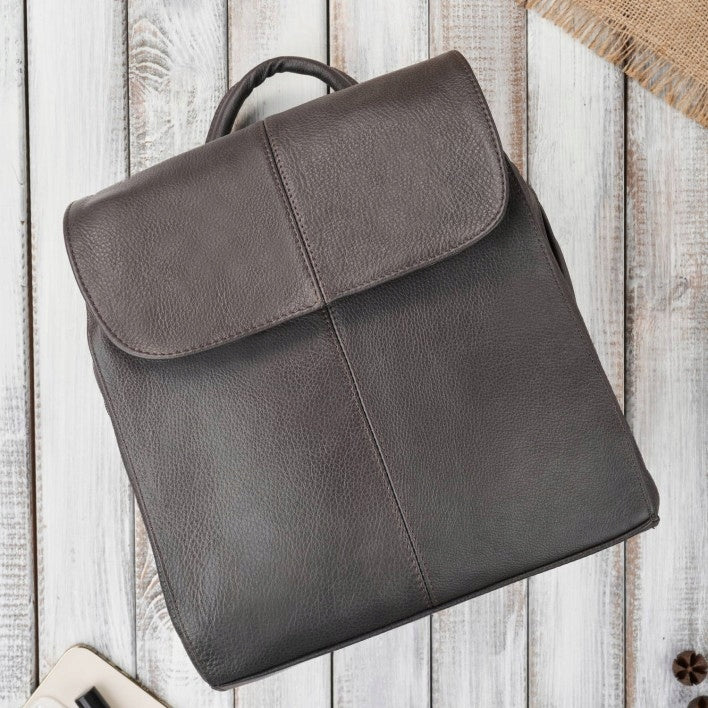 Women's Backpack Leather Brown Small City Backpack Casual Abruzzo Brand no brand