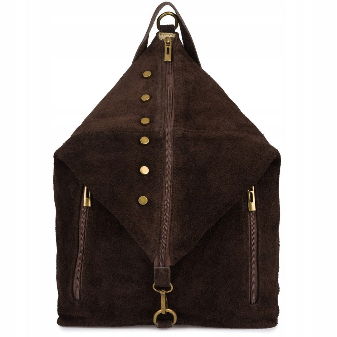 Women's Backpack Leather Suede Large Italian A4 Leather Reclining Bag Brand Vera Pelle