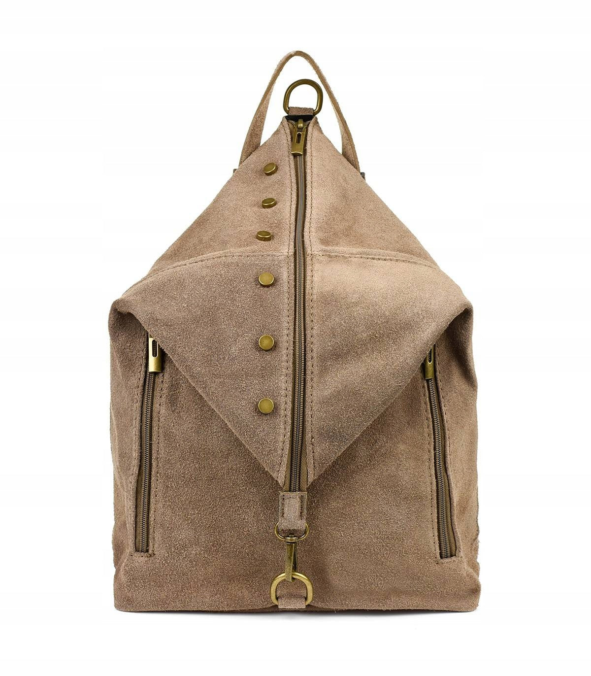 Women's Backpack Leather Suede Large Italian A4 Leather Reclining Bag Packaging status original