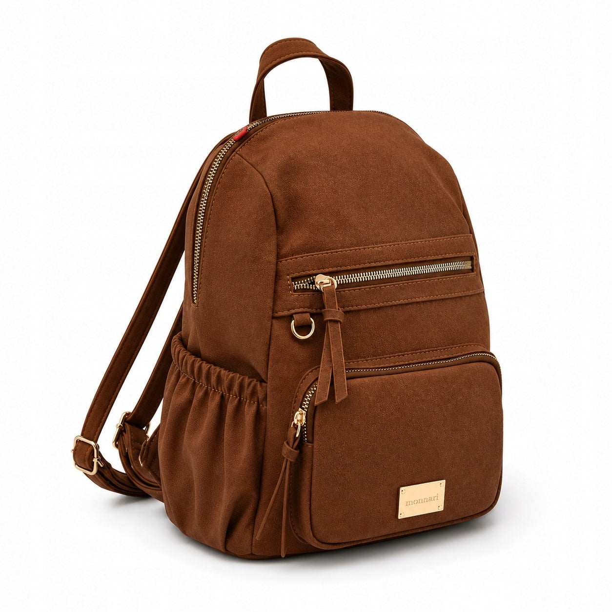 Women's Backpack MONNARI Eco Leather Spacious Fashionable Adjustable Gold Fittings BROWN Brand Monnari