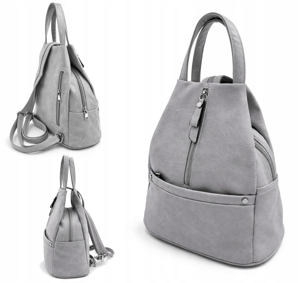 Women's Backpack Marco Contti Grey Urban Leather Eko 2in1