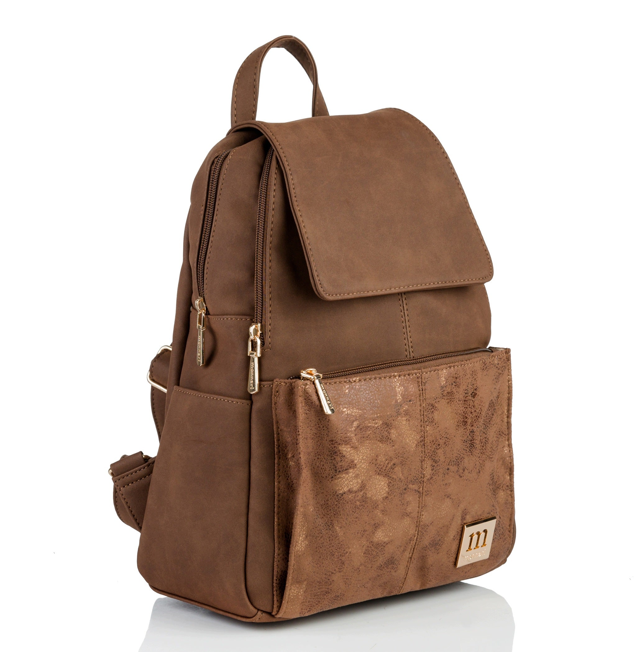 Women's Backpack Monnari Urban Brown Logo Practical Stylish Urban Flap Brand Monnari