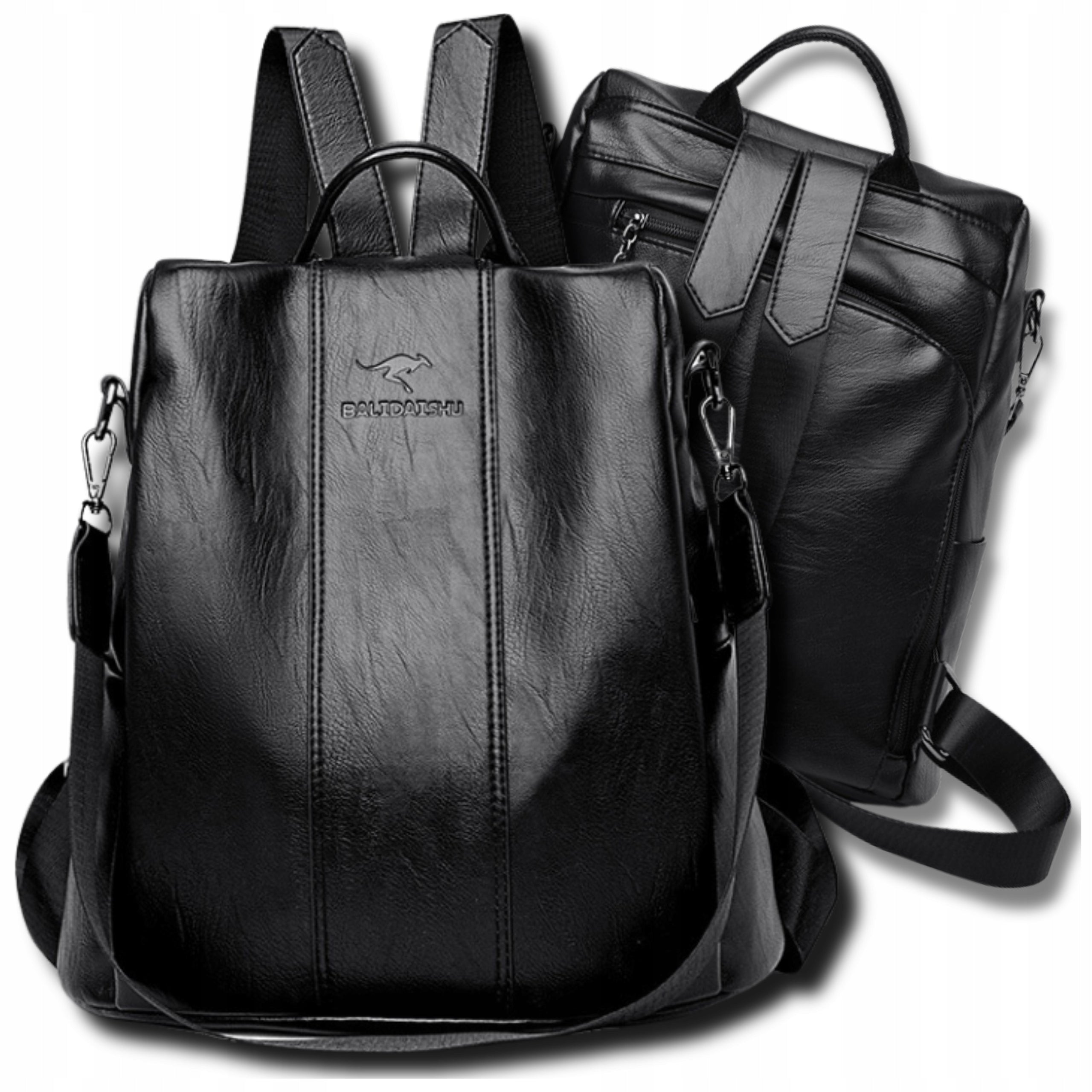 Women's Backpack Urban Black Spacious School 2in1 Waterproof Stylish Lightweight