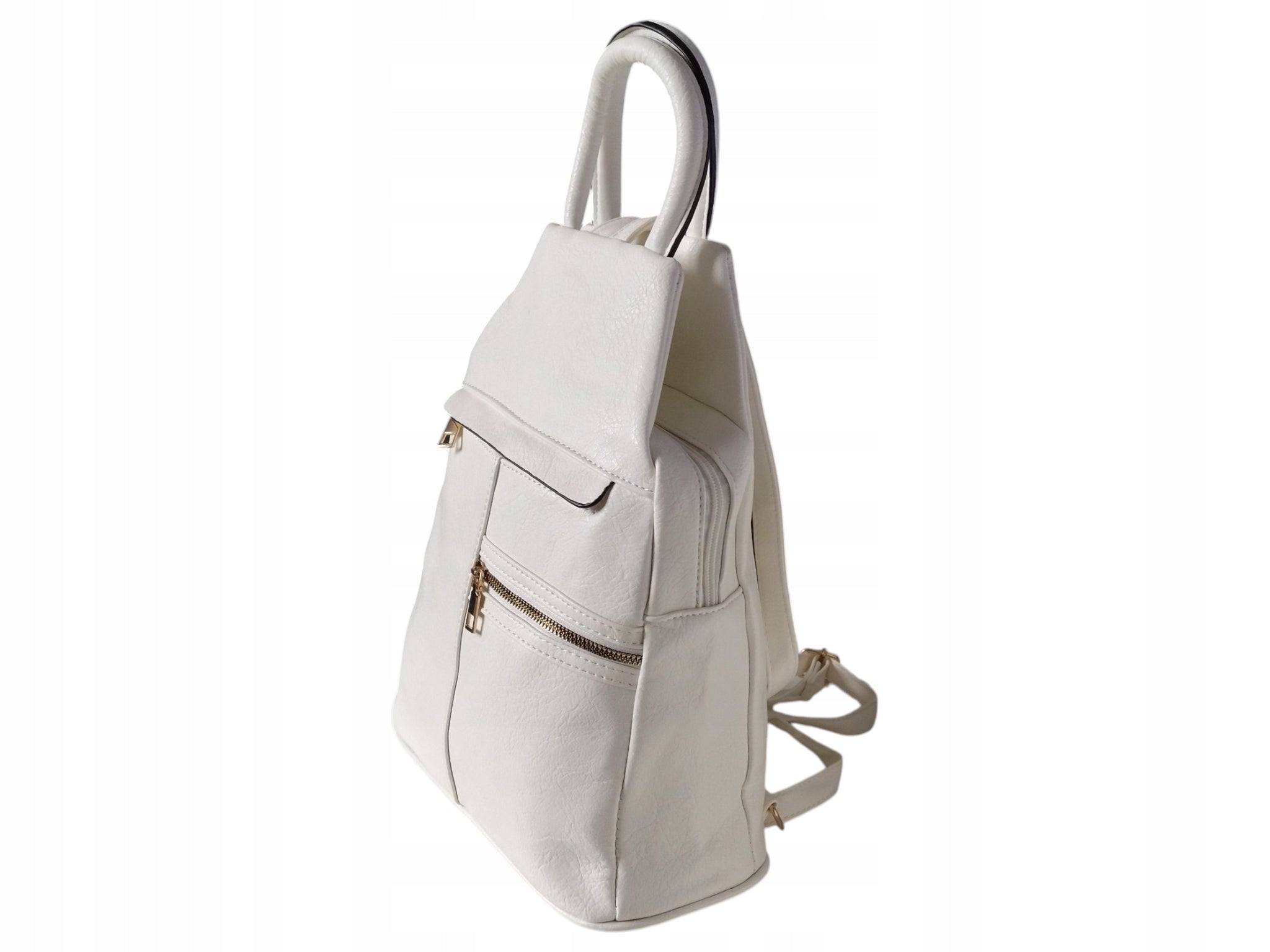Women's Backpack, Urban Shoulder Bag with Eco Leather, 5 Pockets, White Packaging status original