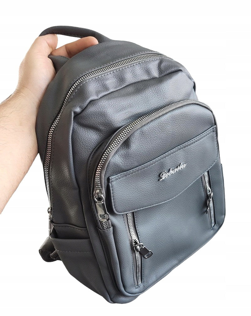 Women's Backpack Work School Backpack Elegant Eco Leather Grey School Packaging status original