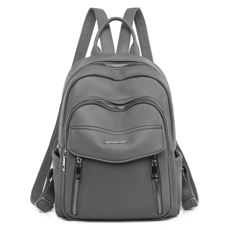 Women's Backpack Work School Backpack Elegant Eco Leather Grey School
