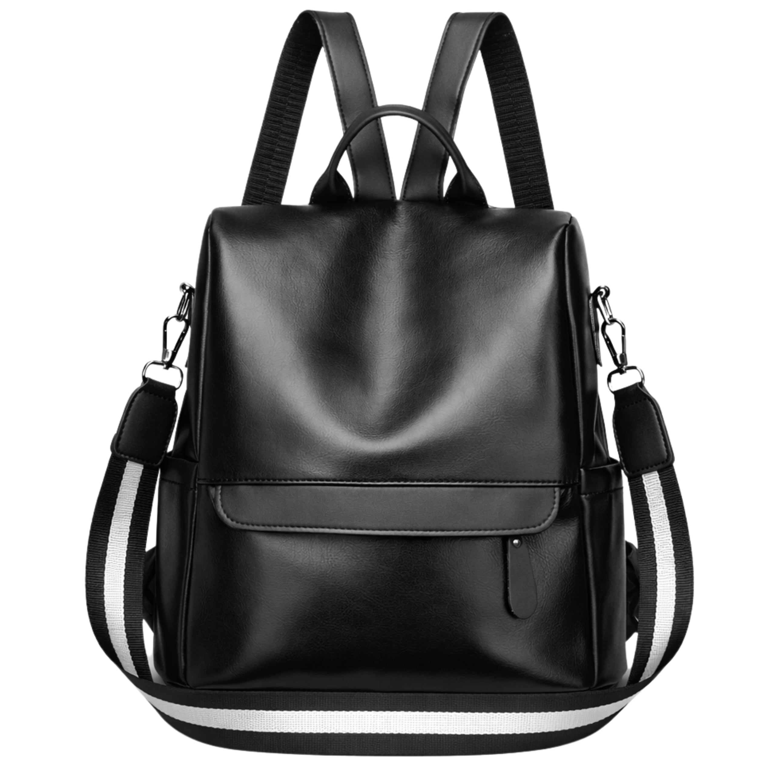 Women's Black Urban Backpack Elegant Leather Shoulder Bag 2in1