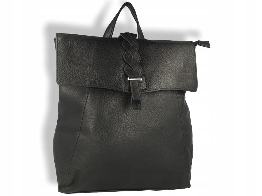 Women's Black Urban Backpack with Braided Strap Gender woman
