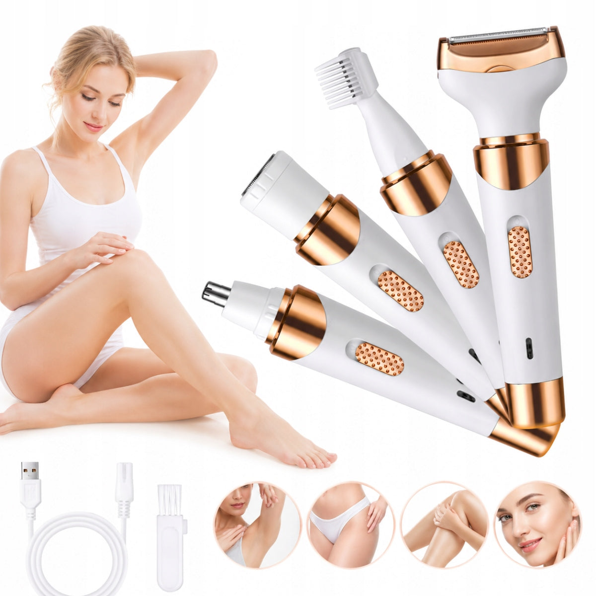Women's Epilator Shaver for Women for Bikini Legs Pach Waterproof USB 4in1