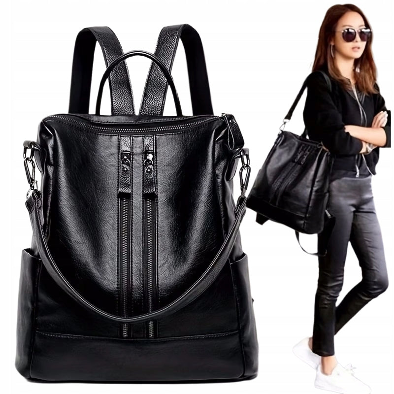 Women's Fashionable Backpack Black 2in1 with Eco Leather Packaging status original