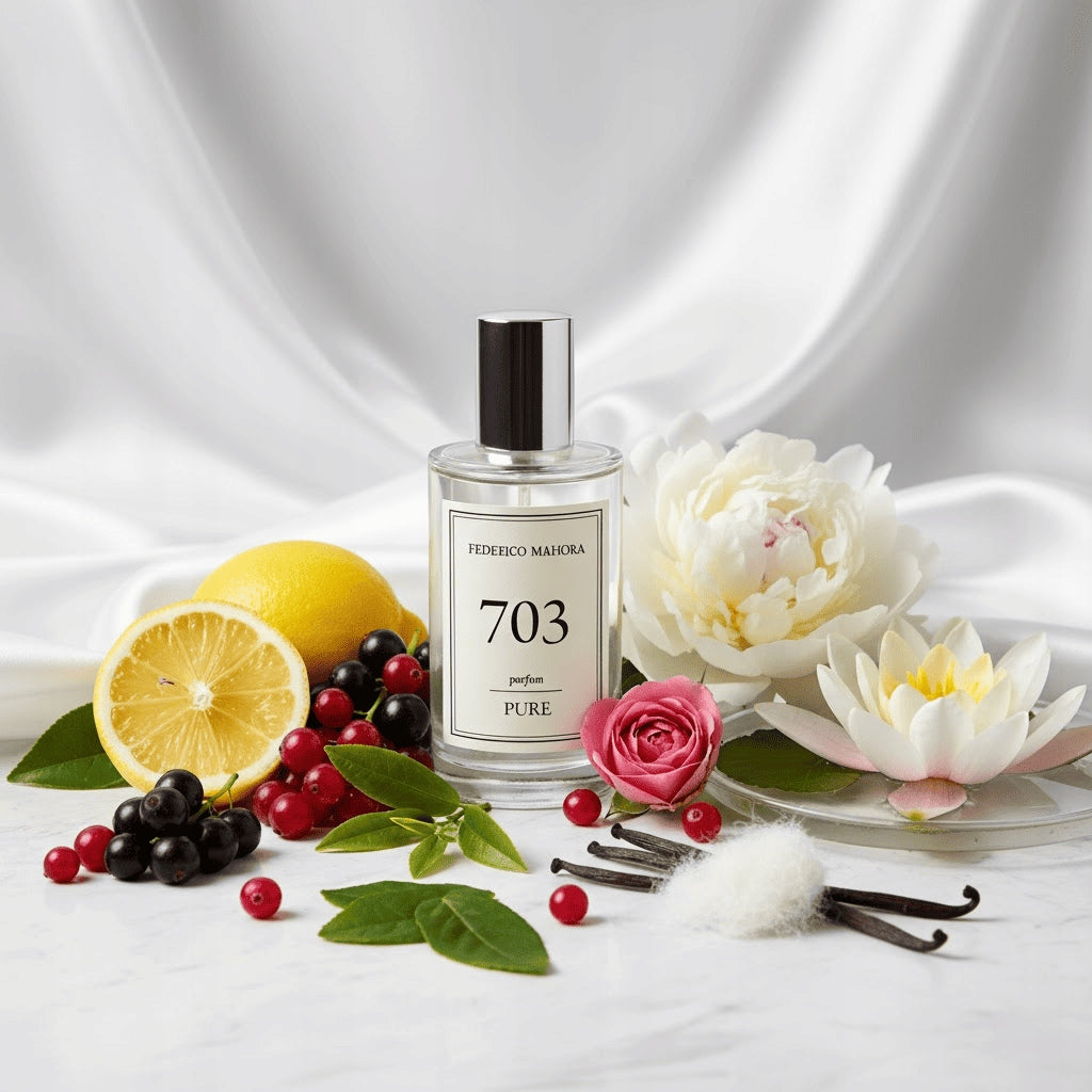 Women's Perfume PURE 703 50ml Woody Lemon Water Lily Peony Musk Brand FM World