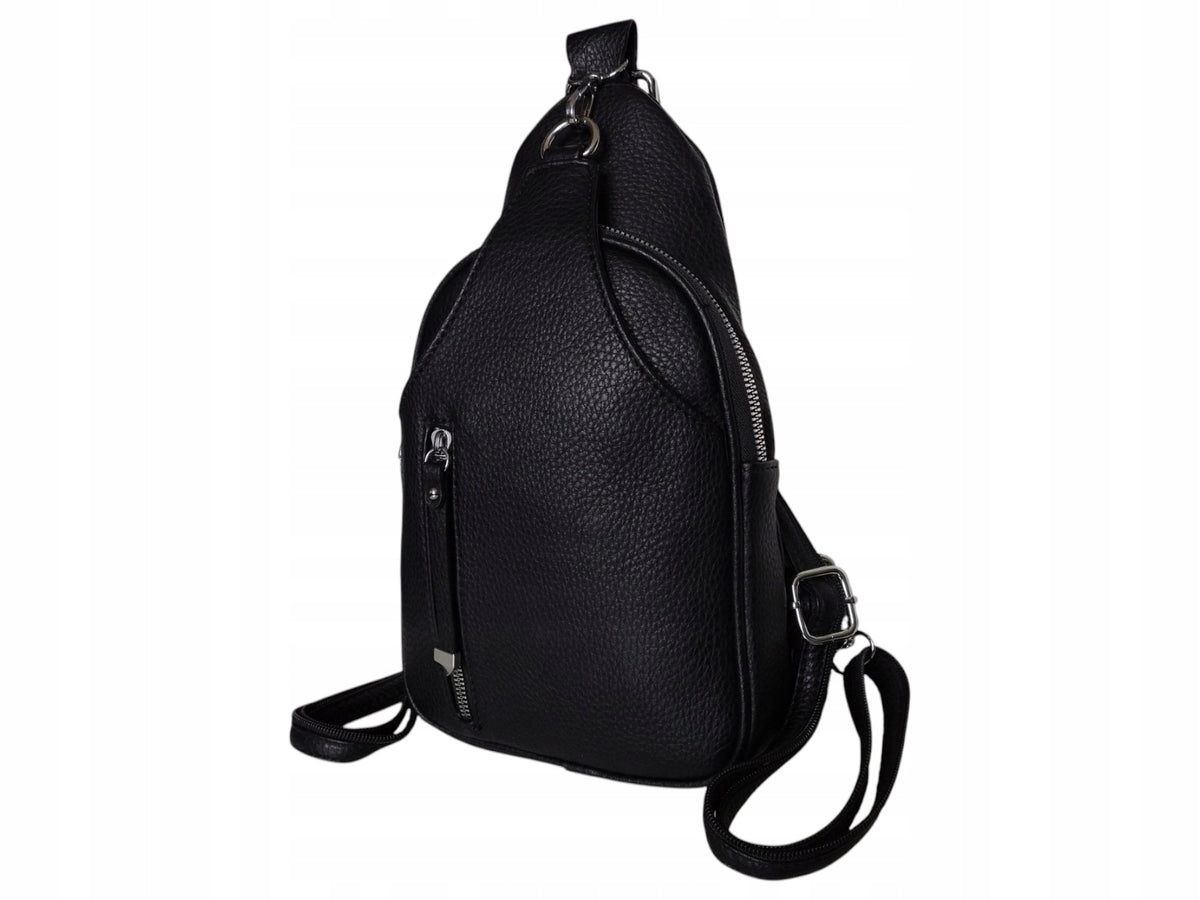 Women's Shoulder Backpack, Women's Bag, Small Urban, Eco Leather, Black